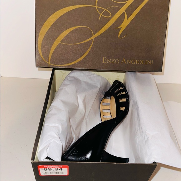 Enzo Angiolini Black Leather Peep Toe Heels - Picture 8 of 8